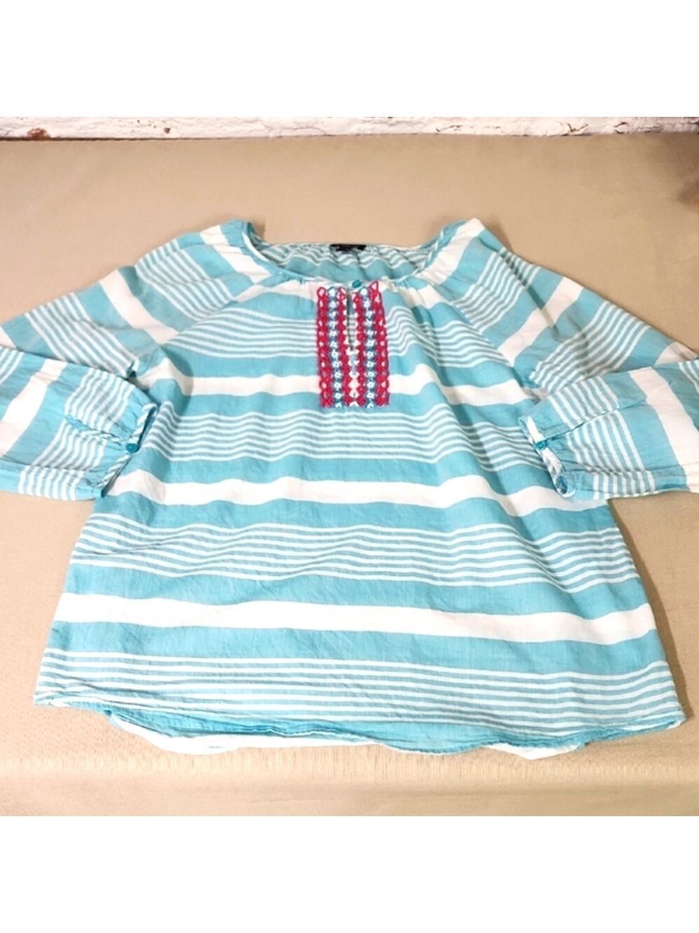 Talbots 100% Cotton Beaded Top Size Medium